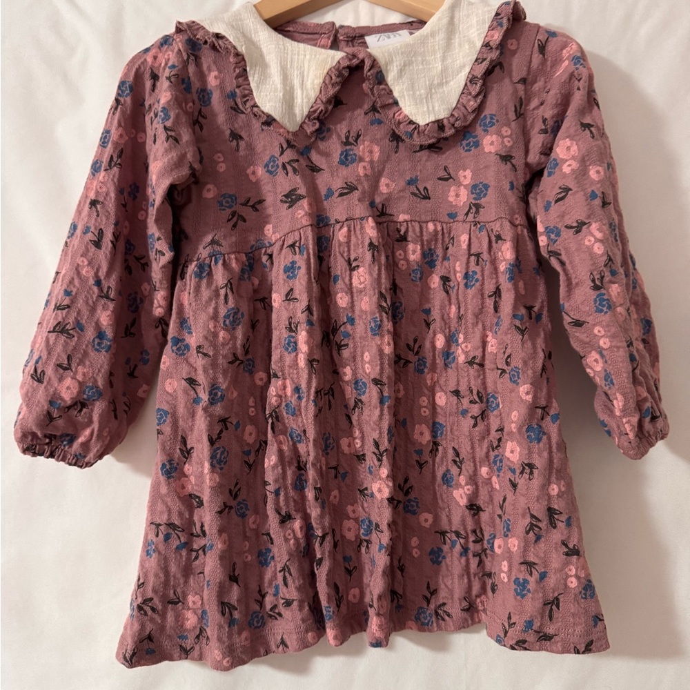 Floral Kids Casual Dress - Pink and Blue